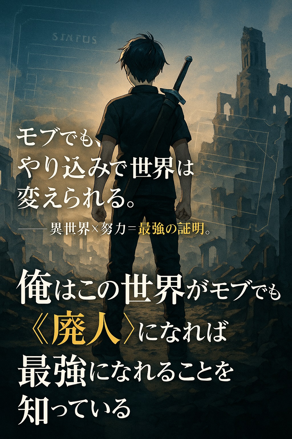 異世界転生ライトノベル「俺はこの世界がモブでも廃人になれば最強になれることを知っている」感想レビュー用アイキャッチ｜努力と成長を描くモブ主人公の物語
